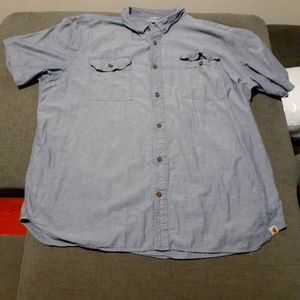 Carhartt Men’s Shirt Size 3XL Blue Relaxed Fit Short Sleeve Button Up